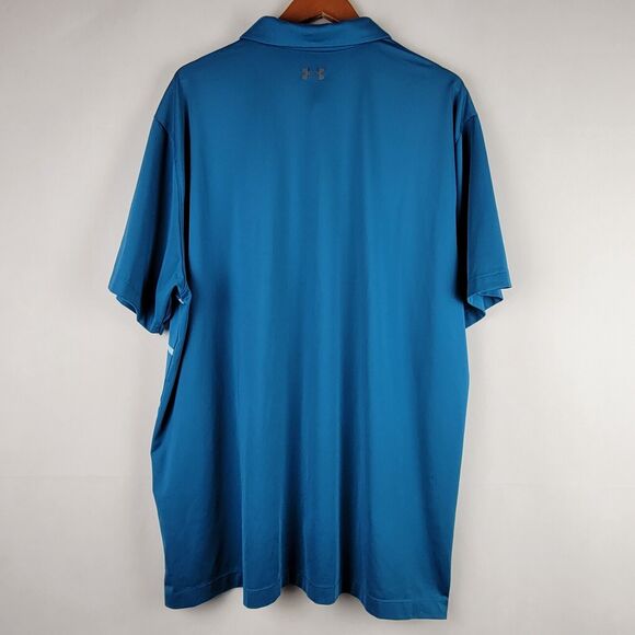 Under Armour Heatgear Polo Shirt Men 3XL Loose Fit Blue Striped Performance Golf - Picture 9 of 11
